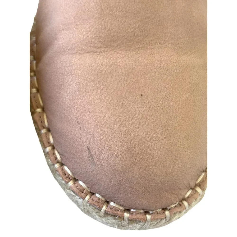 Eileen Fisher Lace Up Leather Espadrilles Rose Pink Zip Heels‎ Size 5.5 Flats